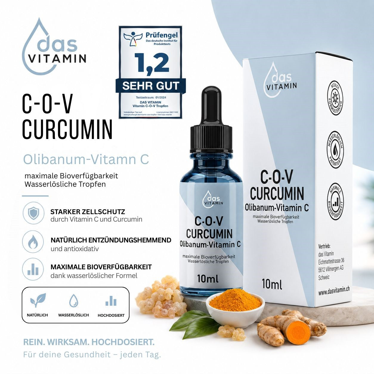 Curcuma + Olibanum + Vitamin C Nahrungsergänzung Tropfen