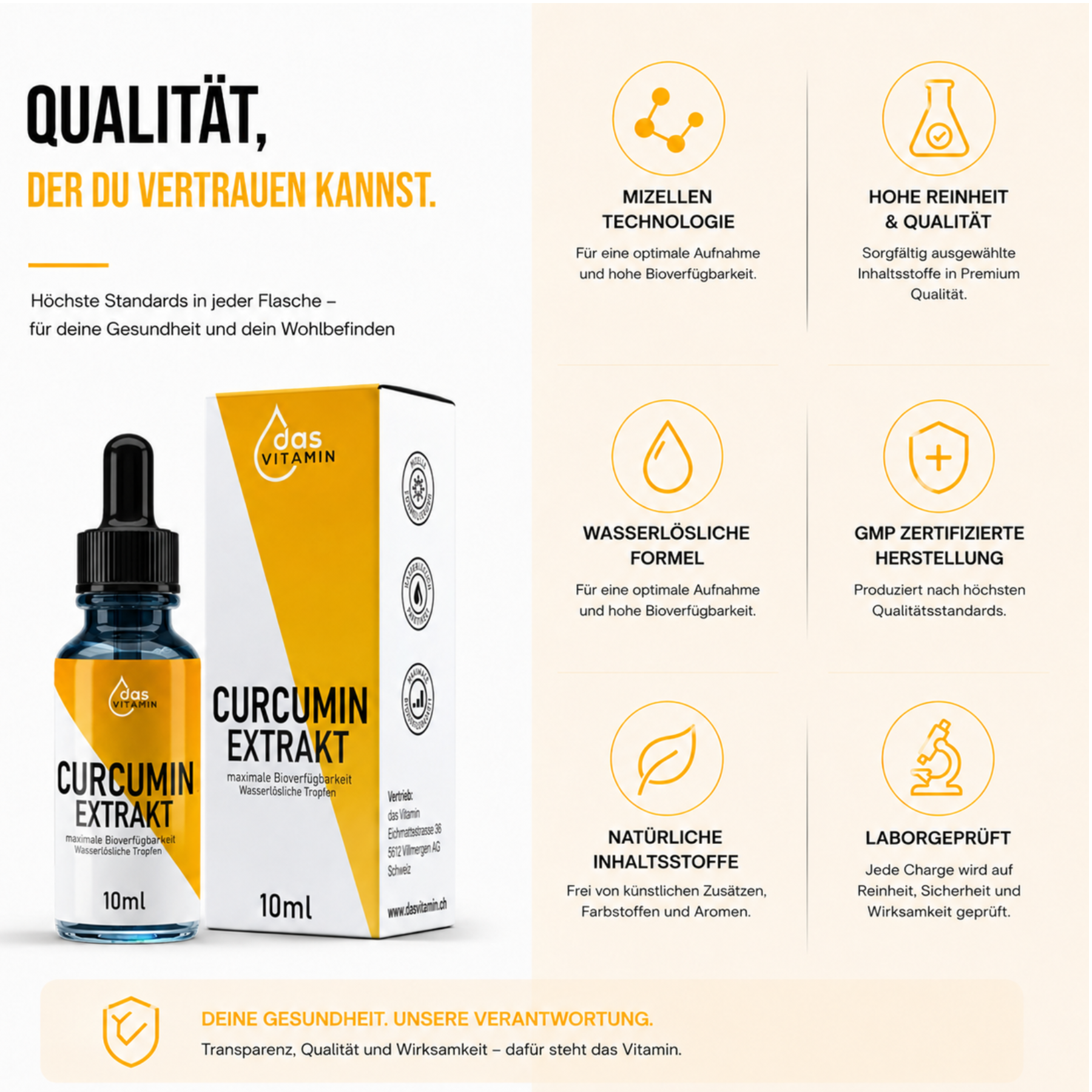 Curcumin Extrakt Tropfen 10ml | Vegan | Hochdosiert