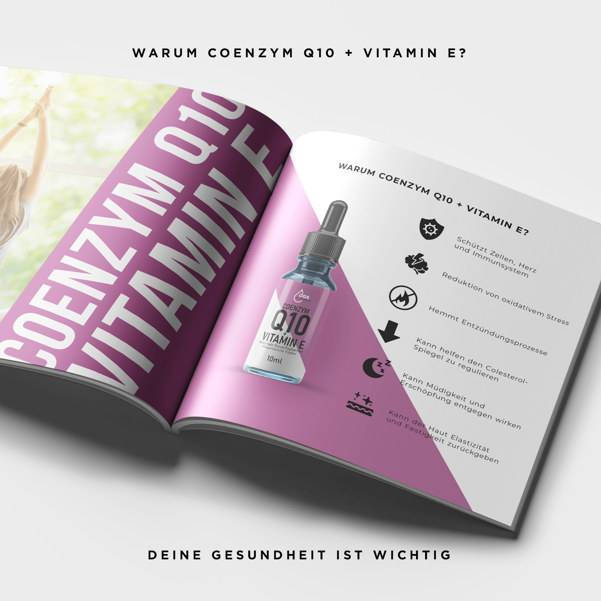 Coenzym Q10+Vitamin E Tropfen 10ml | Vegan | Hochdosiert - das Vitamin