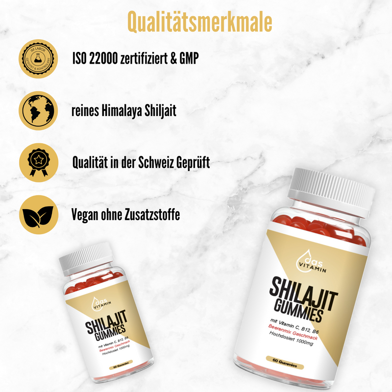 MUMIJO SHILAJIT GUMMIES 1000mg | mit Vitamin C, B6 & B12 | 60 Stück| Vegan | Hochdosiert