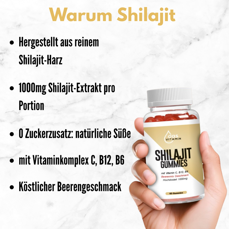 MUMIJO SHILAJIT GUMMIES 1000mg | mit Vitamin C, B6 & B12 | 60 Stück| Vegan | Hochdosiert