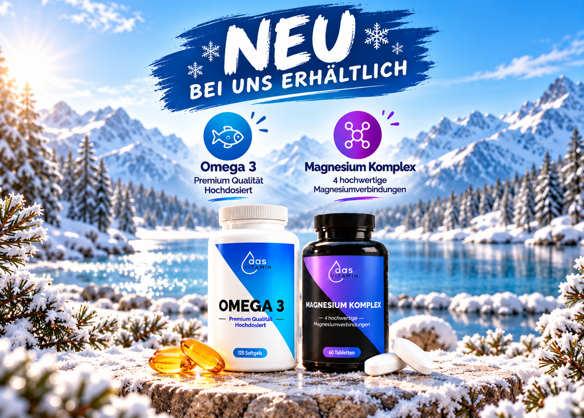 omega 3 und magnesium mit winter hintergrund