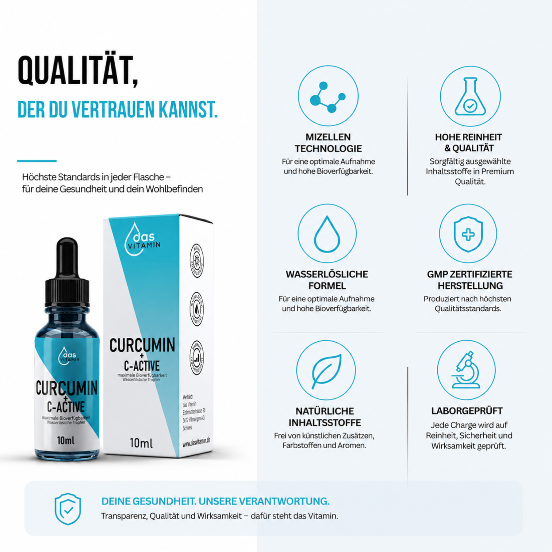 Curcumin + Vitamin C Tropfen 10ml | Vegan | Hochdosiert