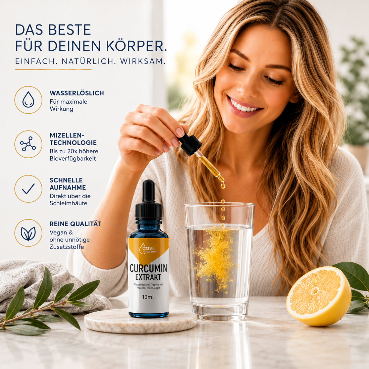 Flüssige Mizellen Vitamin Tropfen von das Vitamin – hochdosiert, vegan und mit moderner Mizellen-Technologie für eine optimale Nährstoffaufnahme.