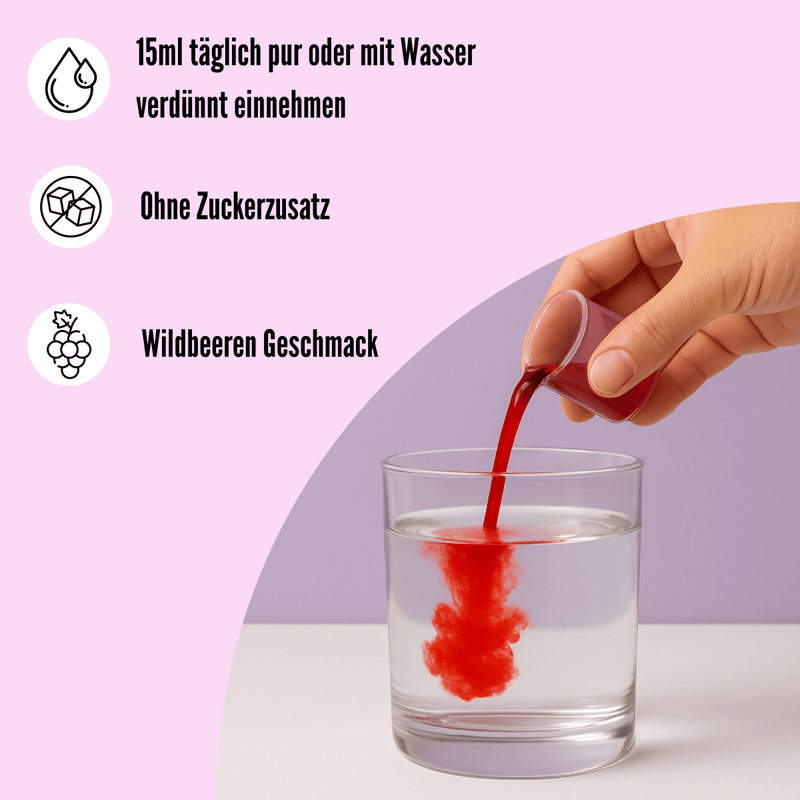 Kollagen Peptide + Vitamin + Hyaluronsäure flüssig kaufen | Wildbeeren 500ml Flasche - das Vitamin
