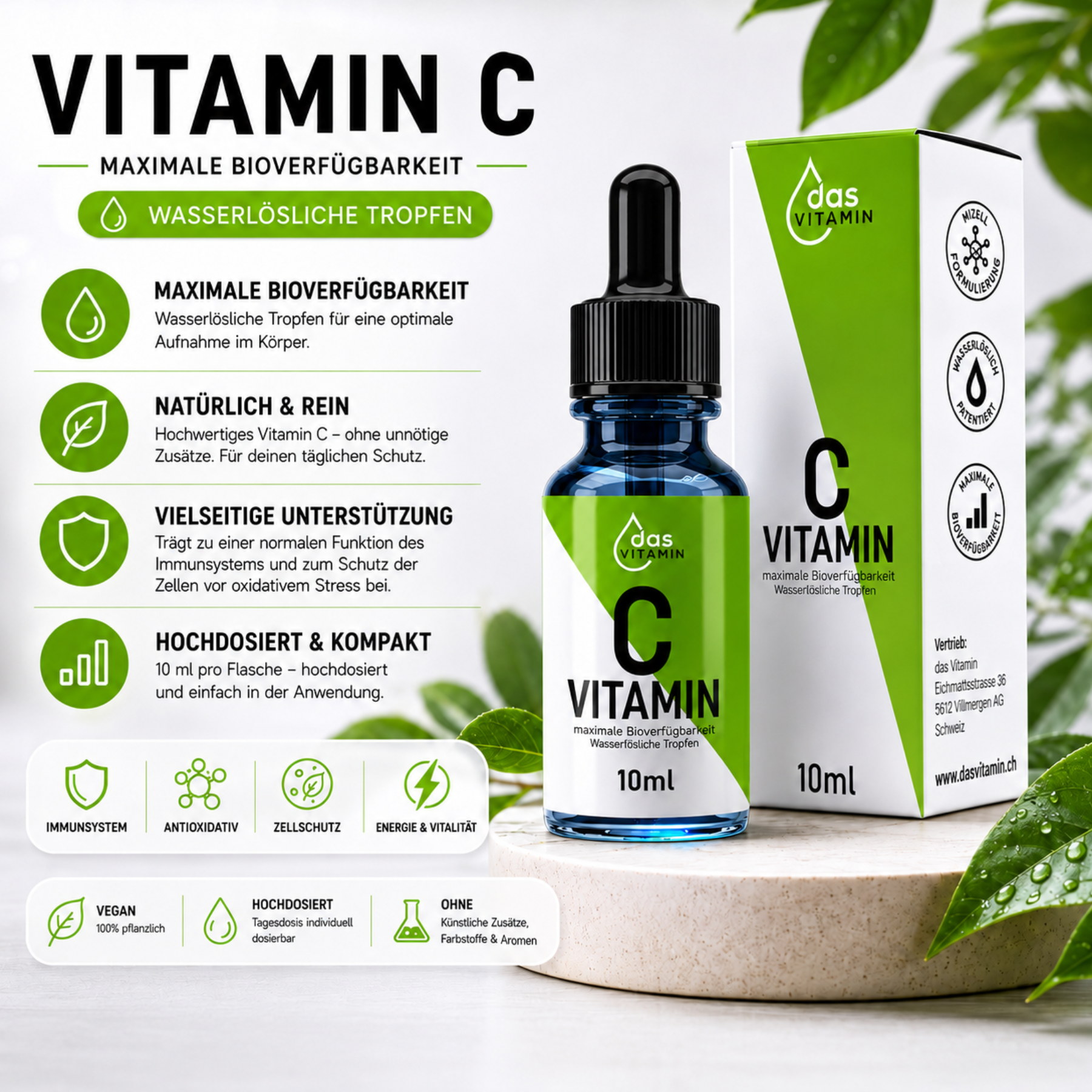 Vitamin C Tropfen 10ml | Vegan  | Hochdosiert
