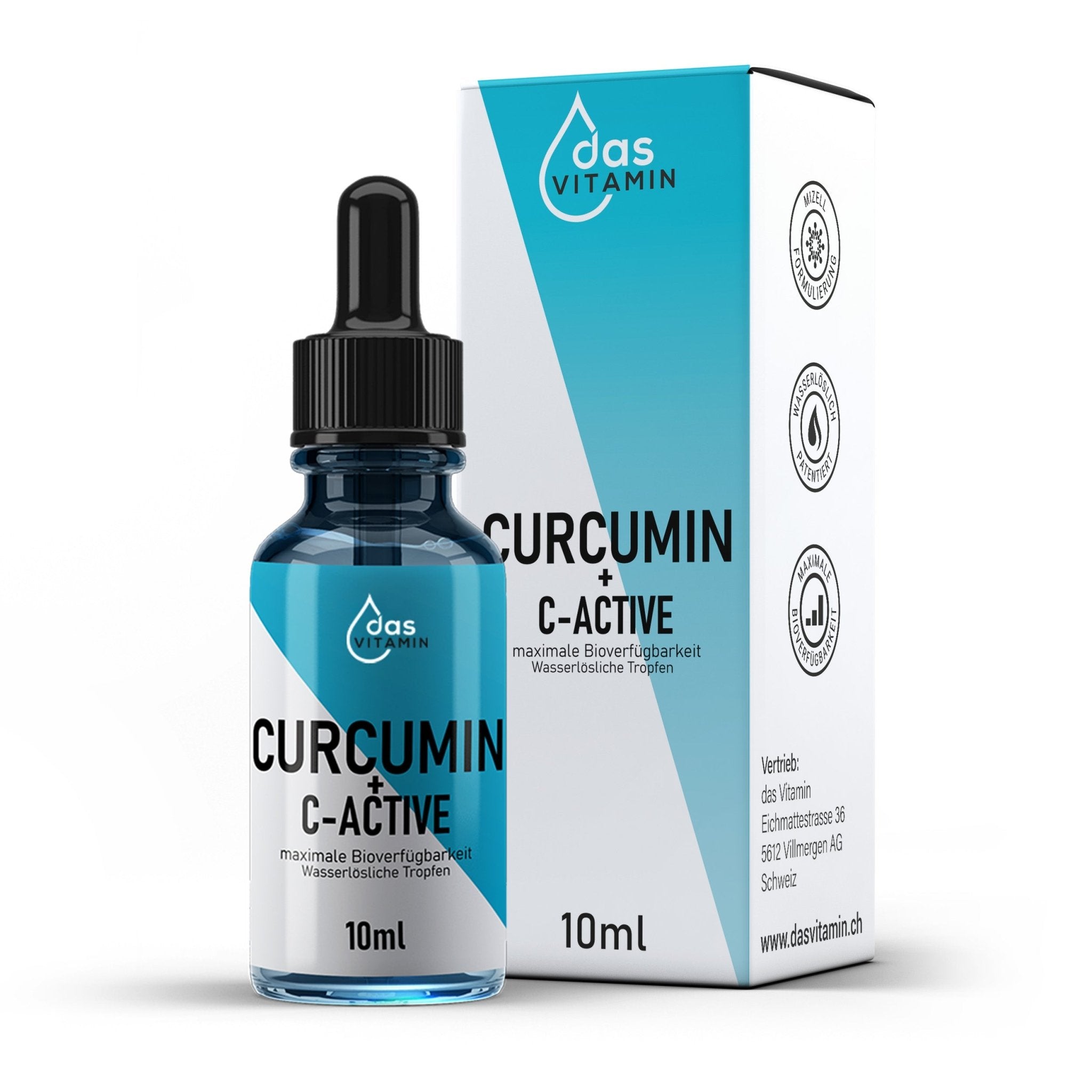 Curcumin+Vitamin C Tropfen 10ml | Vegan | Hochdosiert - das Vitamin