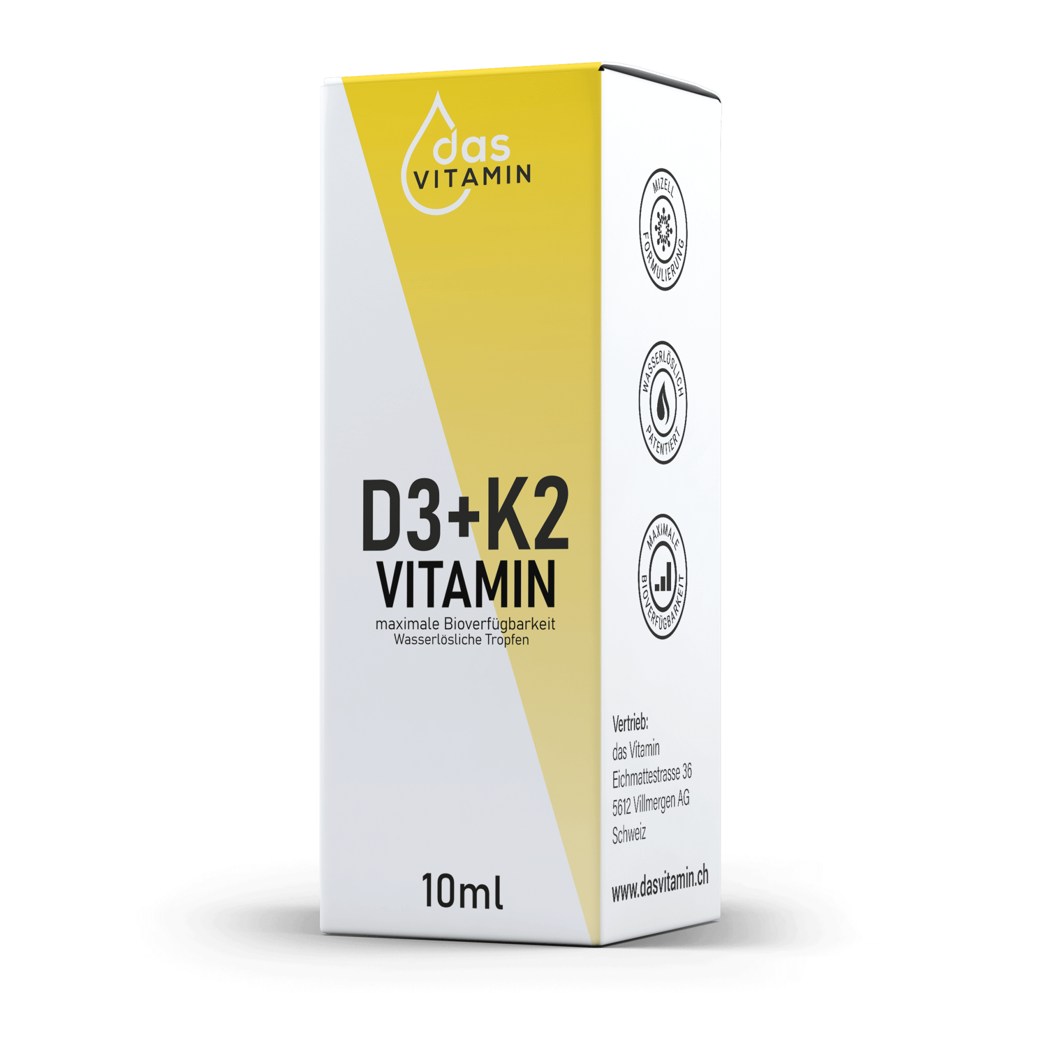 Vitamin D3+K2 Tropfen 10ml 4+1 Gratis | Vegan | Hochdosiert - das Vitamin